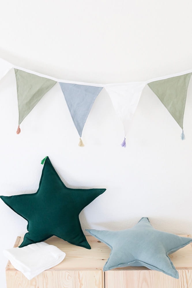 poduszka dekoracyjna, poduszka gwiazda, poduszka dla dziecka, len, lniana poduszka